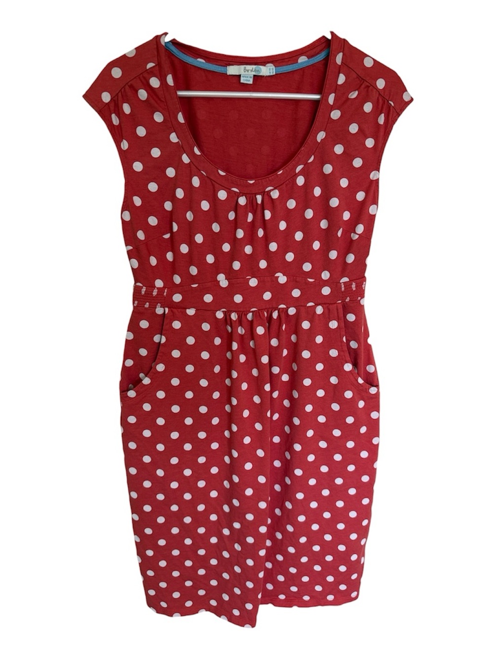 Boden Coral Polka Dot Scoop-Neck Mini Dress Size 10L